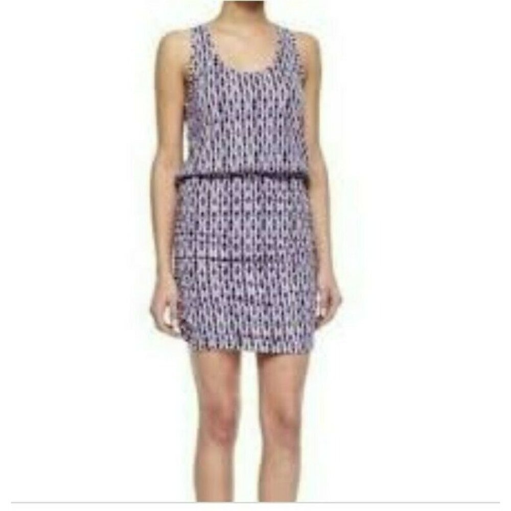 Soft Joie Tank Dress Size XS Side Rouching Pink Gray Print Stretch Sleeveless